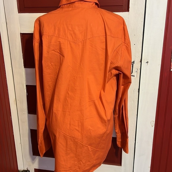 Roper Ranch Wear Orange Western Ling Sleeve Shirt Pearl Snaps L - Picture 4 of 9